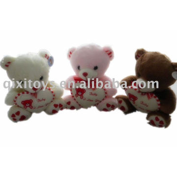 peluche en peluche valentine belle ours avec coeur, jouet cadeau animal doux